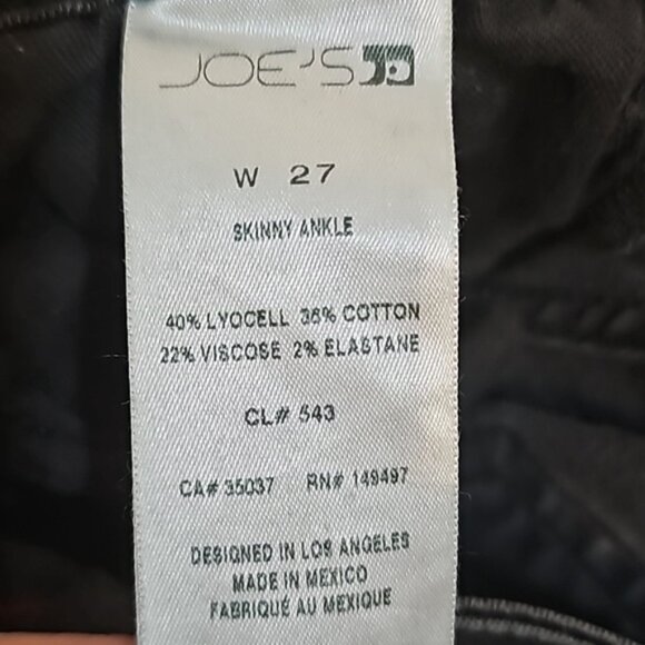 Joe’s Skinny Ankle Jeans Size 27 Gray Black Rough Hem Tapered Leg Skinny Jeans - Picture 4 of 9
